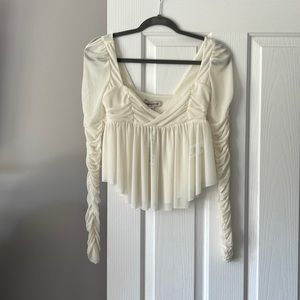 NWT urban outfitters cream/white mesh babydoll top